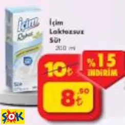İÇİM LAKTOZSUZ SÜT 200 ML